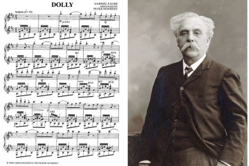 Composer Faure with classical guitar music notation