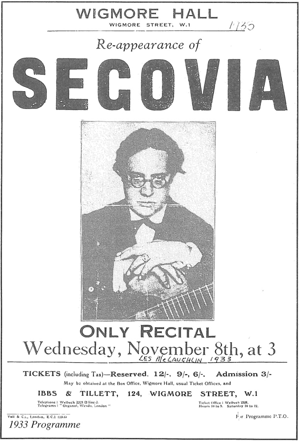 Classical guitarist Andres Segovia performance poster