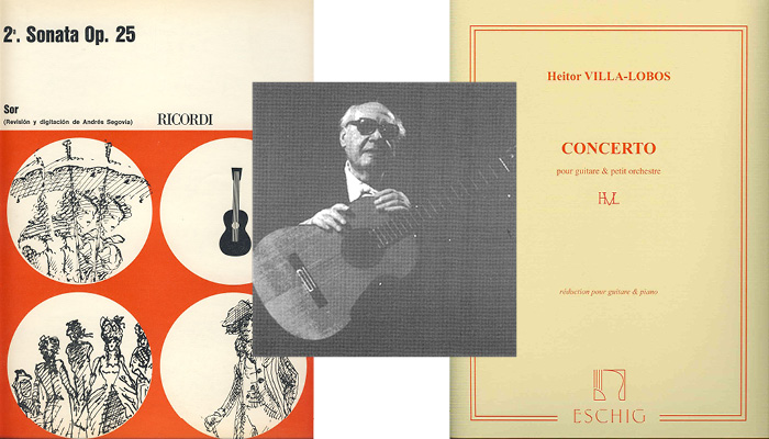 classical guitarist andres segovia and two of his books