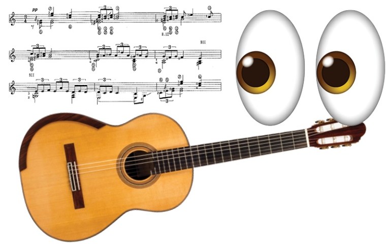Classical guitar sight reading