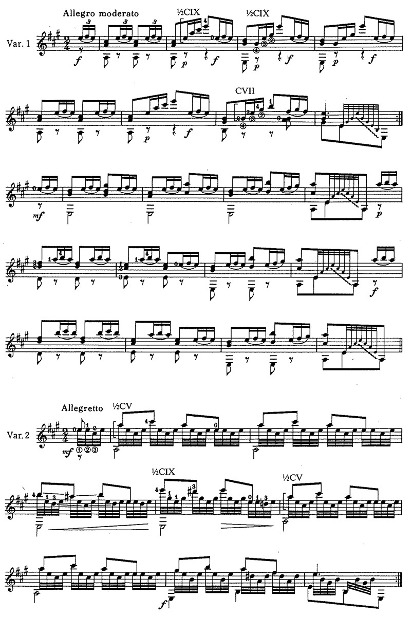 Karl Friesznegg’s Variations on a Theme by Schubert, ‘The Trout’ classical guitar sheet music page 2