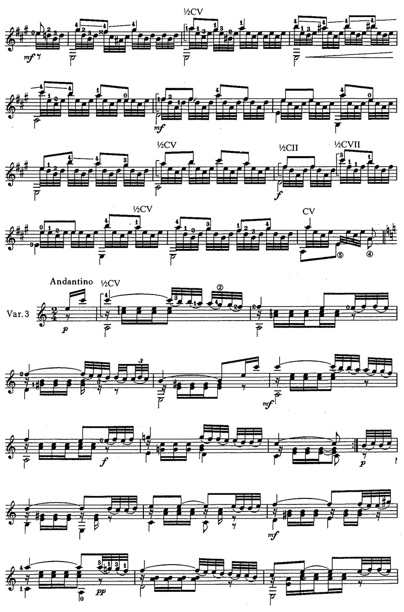 Karl Friesznegg’s Variations on a Theme by Schubert, ‘The Trout’ classical guitar sheet music page 3