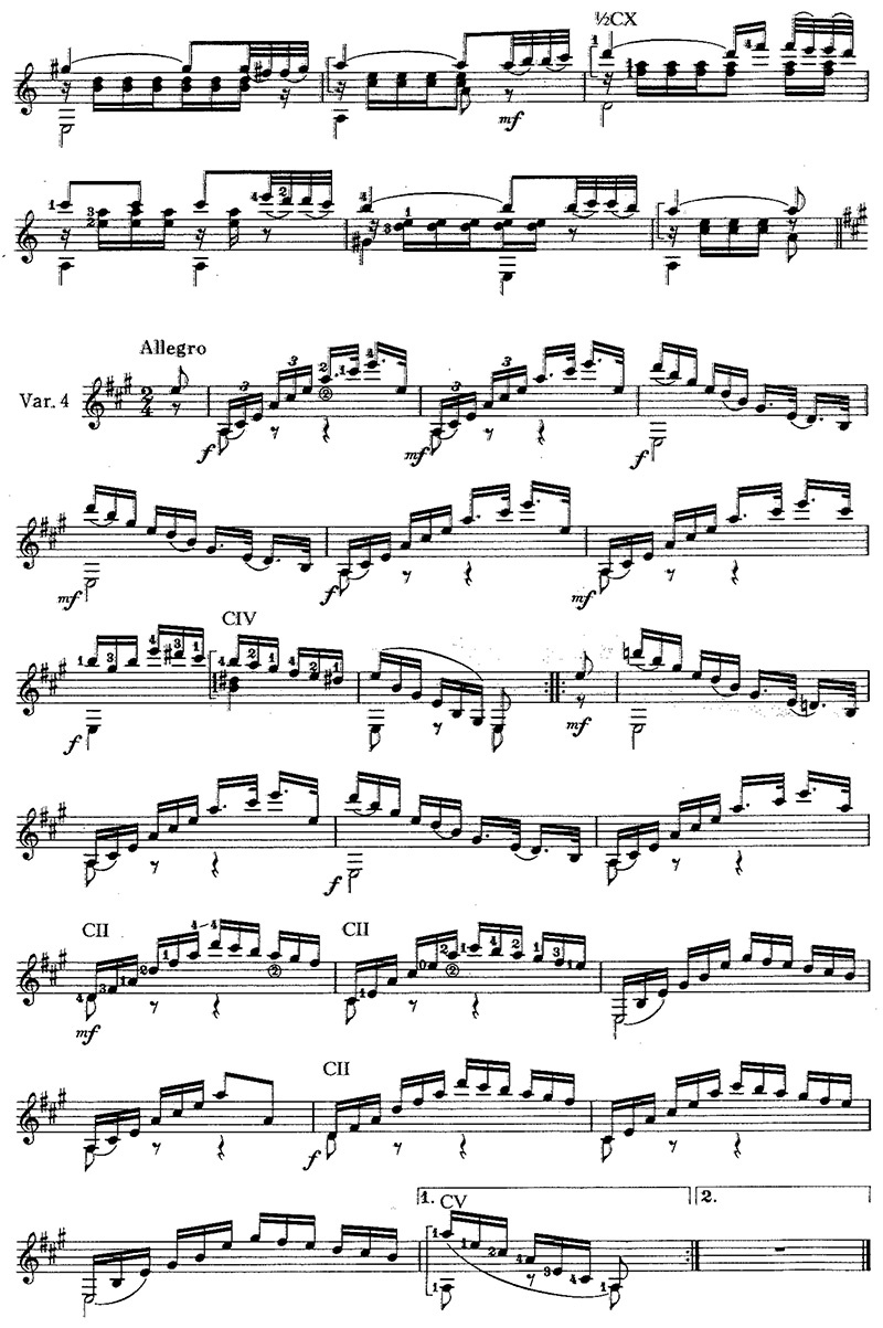 Karl Friesznegg’s Variations on a Theme by Schubert, ‘The Trout’ classical guitar sheet music page 4