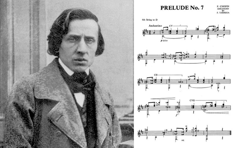 chopin prelude no 7 arranged for classical guitar by francisco tarrega