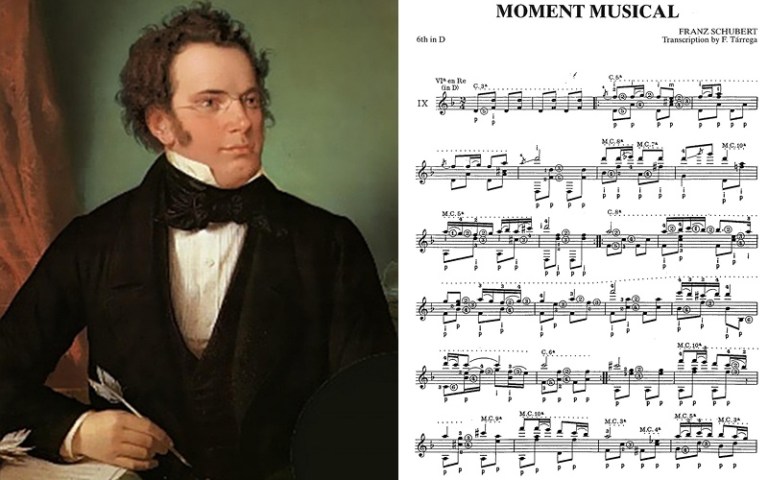 Classical guitar music schubert moment musical