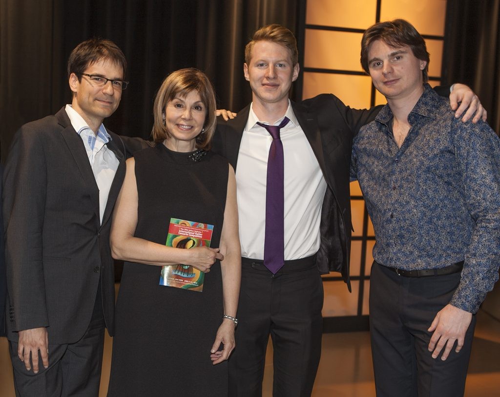 (L to R) Andras Csaki, JoAnn Falletta, Alec Holcomb, Anton Baranov`
