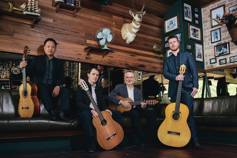 Letter from Down Under Classical Guitar Magazine Guitar Trek (Photo credit Rohan Thomson. Left to right Minh le Hoang, Bradley Kunda, Tim Kain, Matt Withers)
