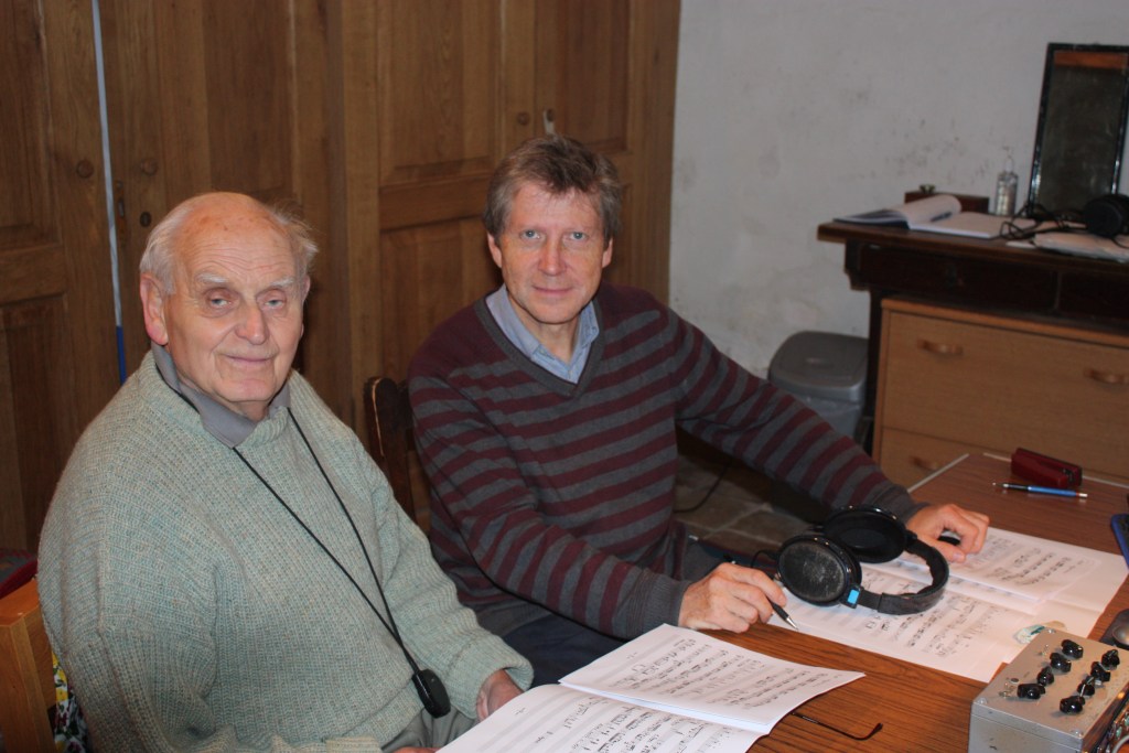 John Taylor, right, with composer Stephen Dodgson, who wrote many pieces for solo guitar, in 2010