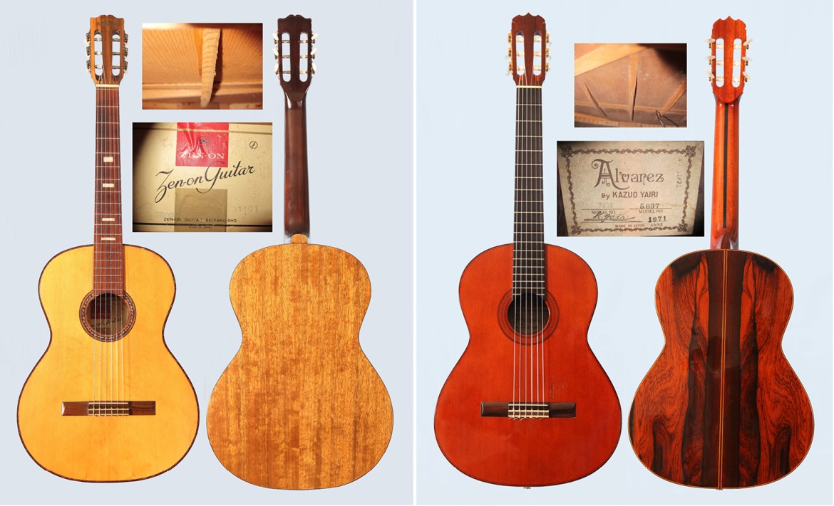 Classical guitars: 1963 Zen-On Z32 and 1971 Alvarez by Kazuo Yairi Model No 5037