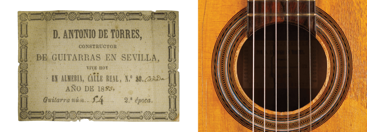 Left, 1883 Torres SE 54. Sheldon Urlik. Right, The rosette of this first epoch Torres from 1862 uses colored paper (in bright red and blue).